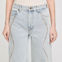 Sandro Women Jeans with rhinestone stripes