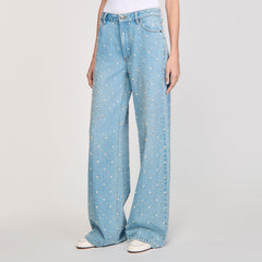 Sandro Women Rhinestone and beaded jeans
