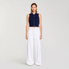 Sandro Women Topstitched wide-leg jeans