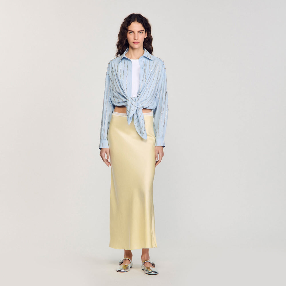 Sandro Women Maxi satin-effect skirt