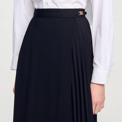 Sandro Women Curb chain buckle pleated skirt