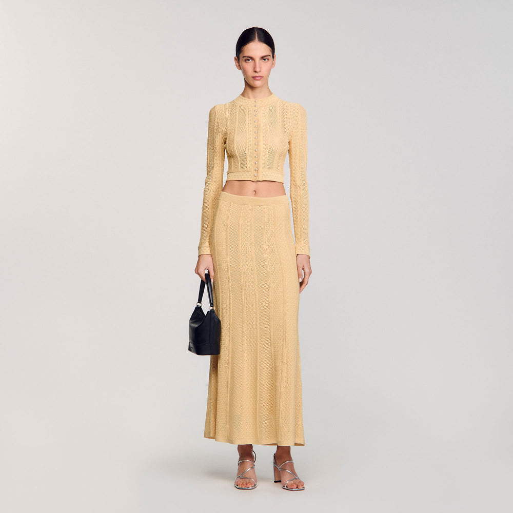 Sandro Women Pointelle knit maxi skirt
