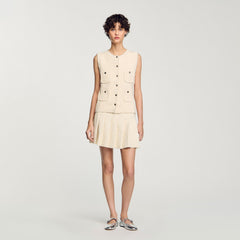 Sandro Women Mini tweed pleated skirt