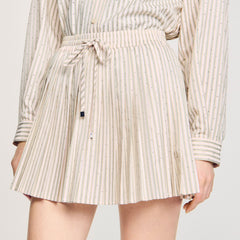 Sandro Women Rhinestone striped pleated skirt