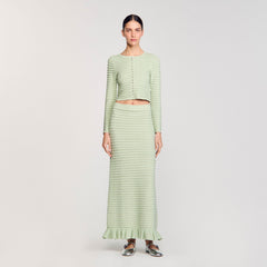 Sandro Women Rhinestone knit maxi skirt