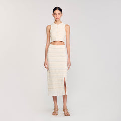 Sandro Women Maxi skirt with crochet detailing
