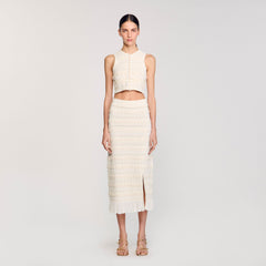 Sandro Women Maxi skirt with crochet detailing