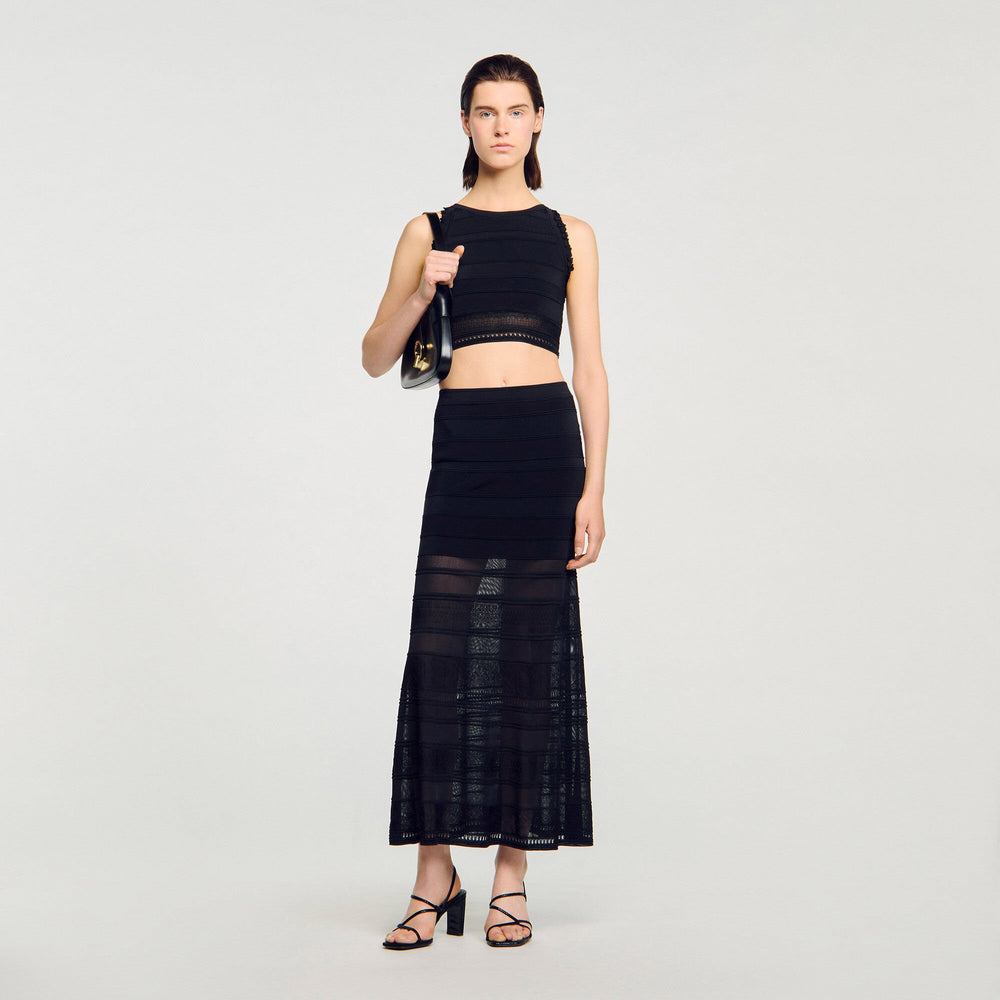 Sandro Women Maxi decorative knit skirt