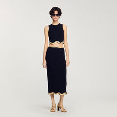 Sandro Women Maxi knitted skirt with chain detail