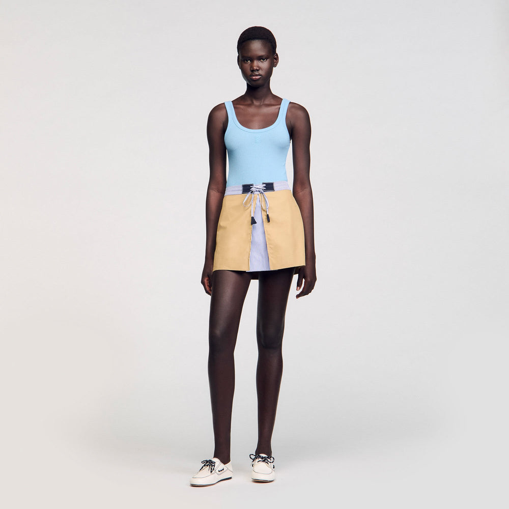 Sandro Women Mini dual-material skirt