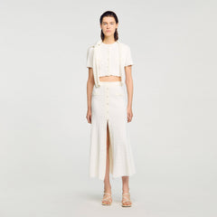 Sandro Women Pointelle knit midi skirt