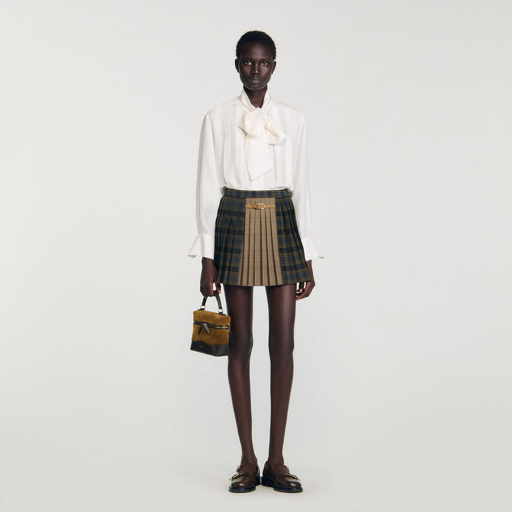Sandro Women Mini checked pleated skirt