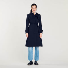 Sandro Women Trench coat with pleated inset
