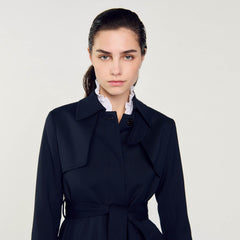Sandro Women Trench coat with pleated inset