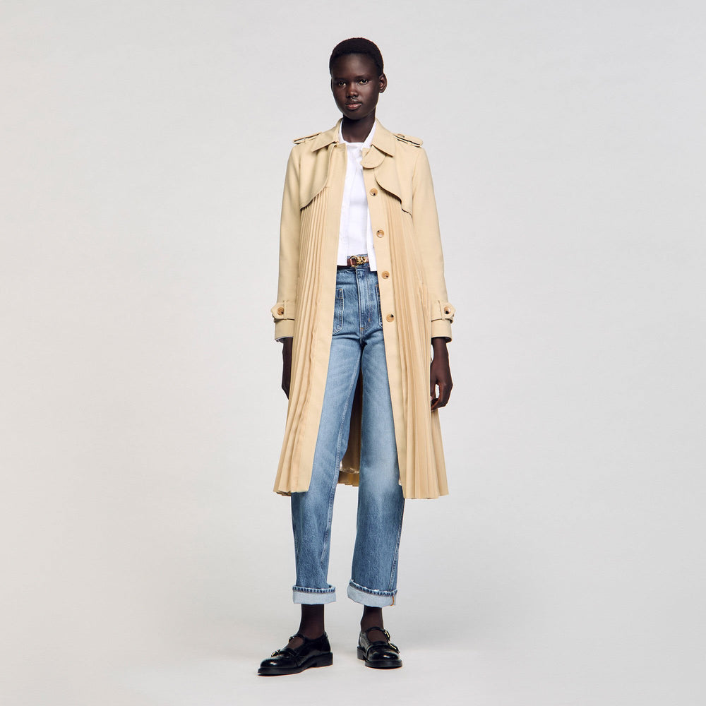 Sandro Women Pleated trench coat with belt