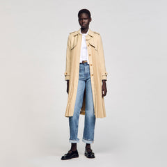 Sandro Women Pleated trench coat with belt