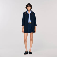 Sandro Women Coat with leather stripes