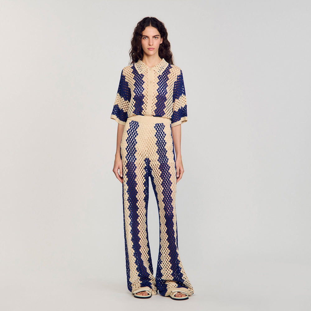 Sandro Women Two-tone open weave pants
