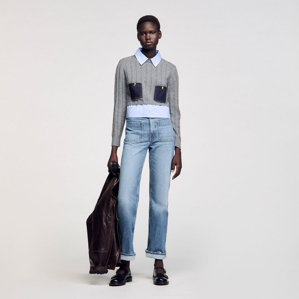 Sandro Women Cropped wool and cashmere sweater