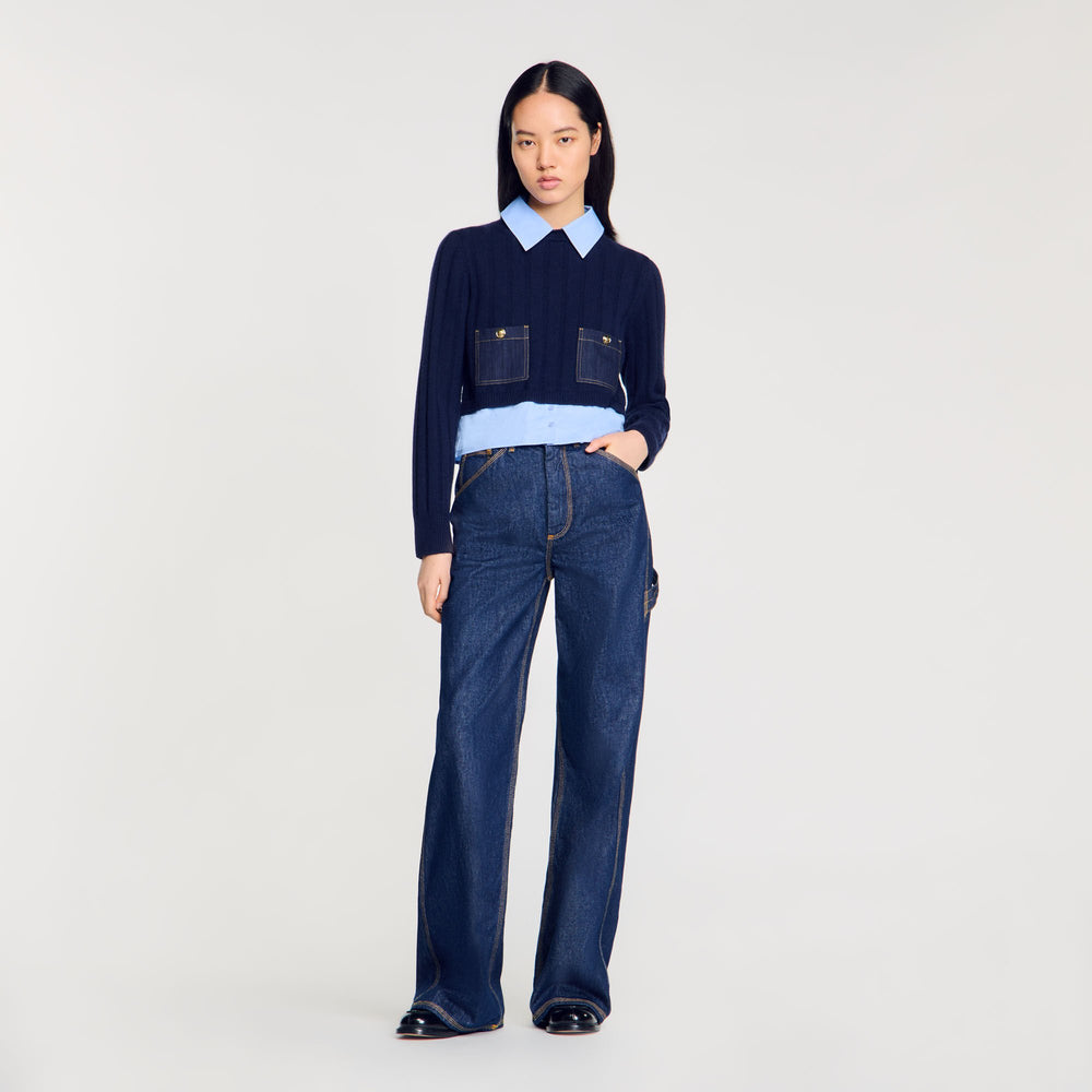 Sandro Women Cropped wool and cashmere sweater