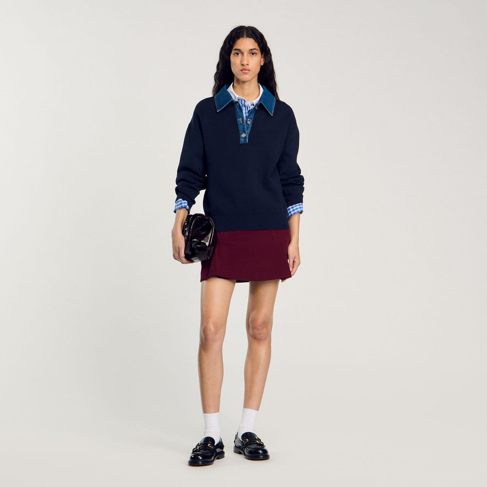 Sandro Women sweater with denim collar