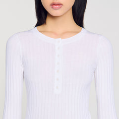 Sandro Women Ribbed sweater with Tunisian collar