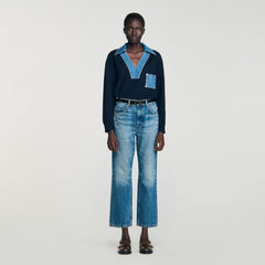 Sandro Women Sweater with denim details