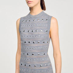 Sandro Women Knit maxi dress with studs