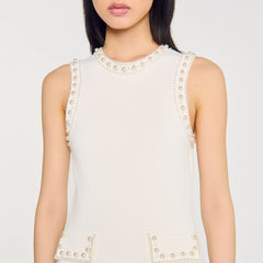 Sandro Women Pearl bead knit maxi dress