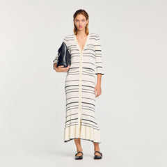 Sandro Women Striped knit maxi dress