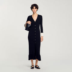 Sandro Women Two-tone knit maxi dress