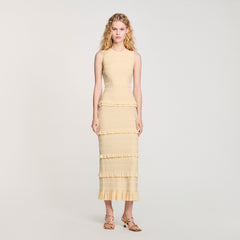 Sandro Women Ruffled knit maxi dress