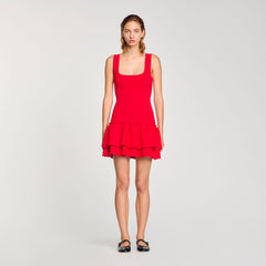 Sandro Women Mini knit dress with ruffles