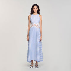 Sandro Women Striped maxi dress with lace