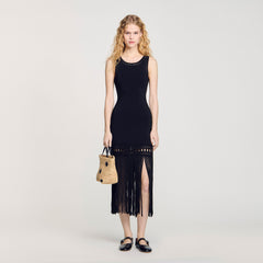 Sandro Women Fringed knit dress