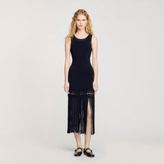 Sandro Women Fringed knit dress