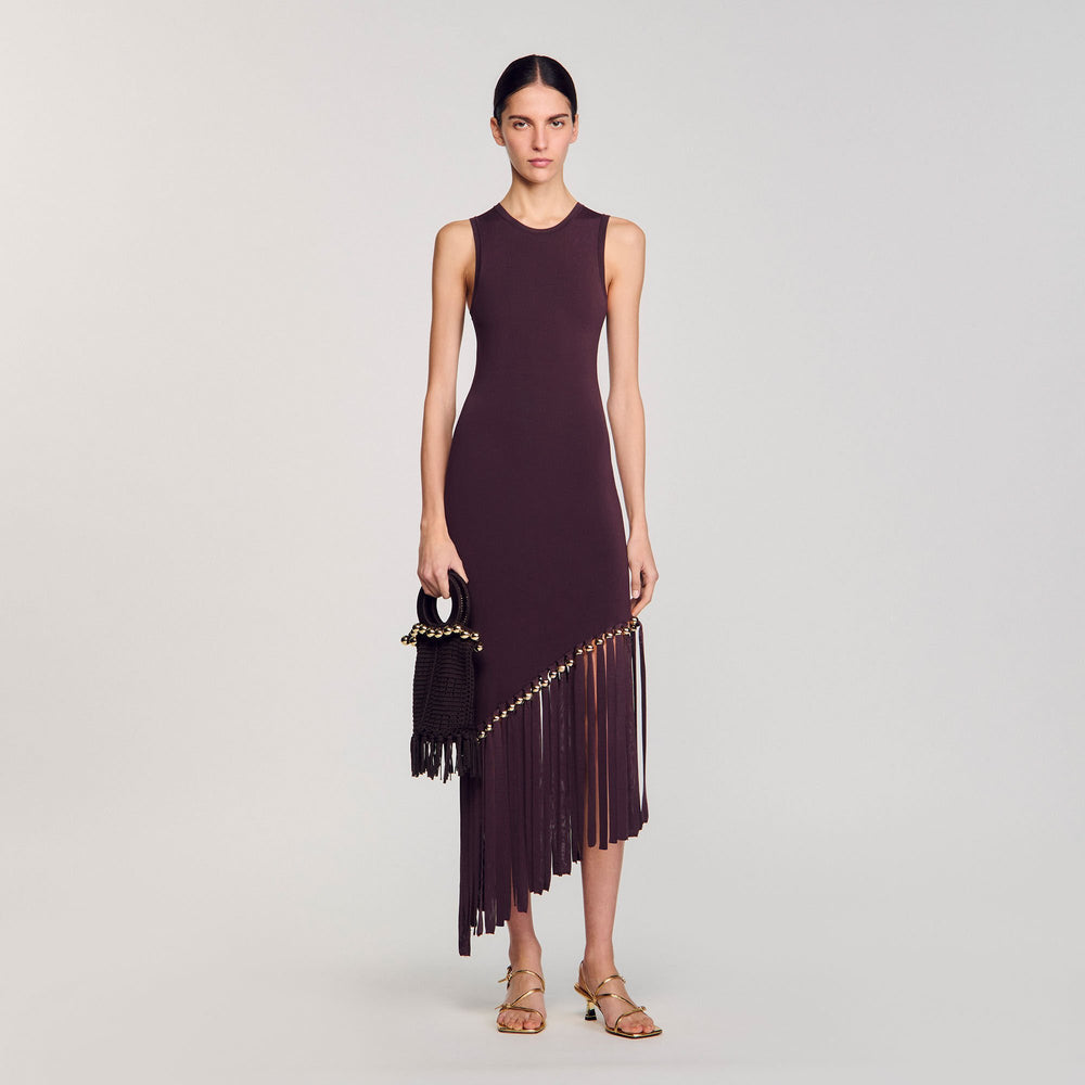 Sandro Women Fringed and beaded maxi dress