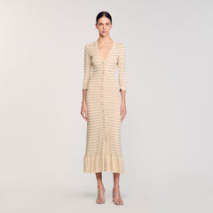 Sandro Women Rhinestone knit maxi dress