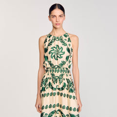 Sandro Women Leaf print maxi dress