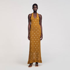 Sandro Women Maxi knit dress with fringes
