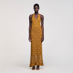 Sandro Women Maxi knit dress with fringes