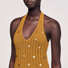 Sandro Women Maxi knit dress with fringes
