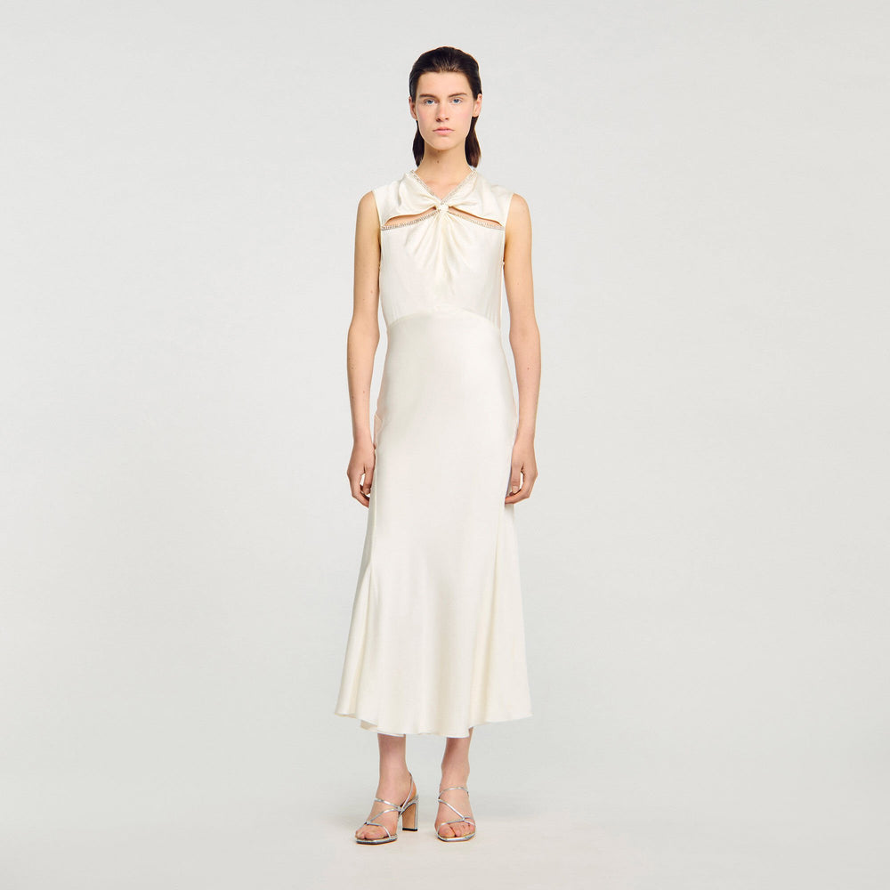 Sandro Women Satin maxi dress with rhinestones