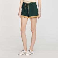 Sandro Women Two-tone drawstring waist shorts