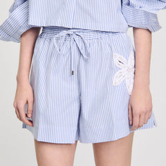 Sandro Women Striped shorts with flower detail
