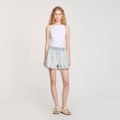 Sandro Women Beaded and rhinestone denim shorts