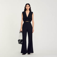 Sandro Women Satin-effect crop top
