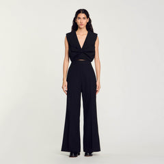 Sandro Women Satin-effect crop top
