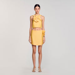 Sandro Women Ruffled flower detailed crop top