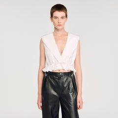 Sandro Women Ruffled V-neck crop top